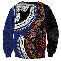 Fiji and Australia Together Sweatshirt Kangaroo Aboriginal with Tribal Tapa Hibiscus Half Style - Polynesian Pride