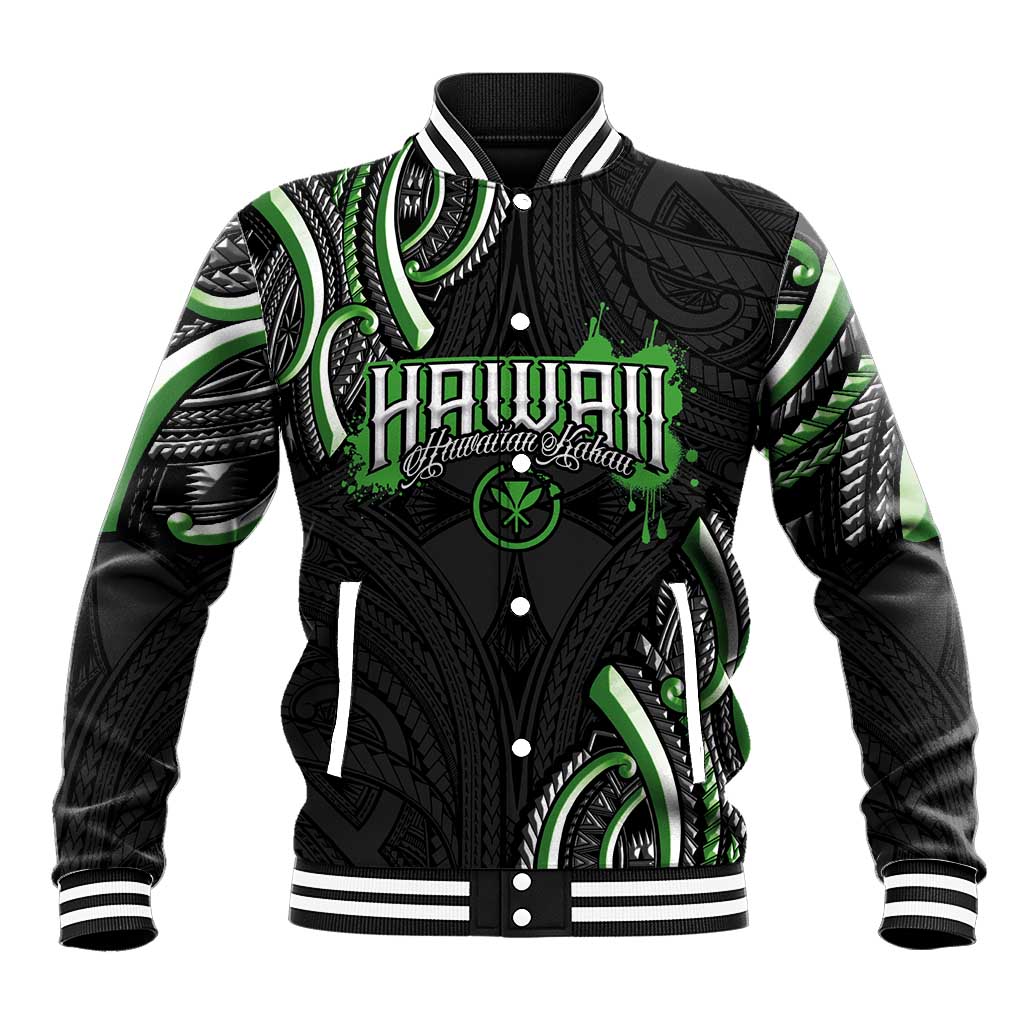 Traditional Art Hawaiian Kakau Tattoos Baseball Jacket Green Color LT03 Unisex Green - Polynesian Pride