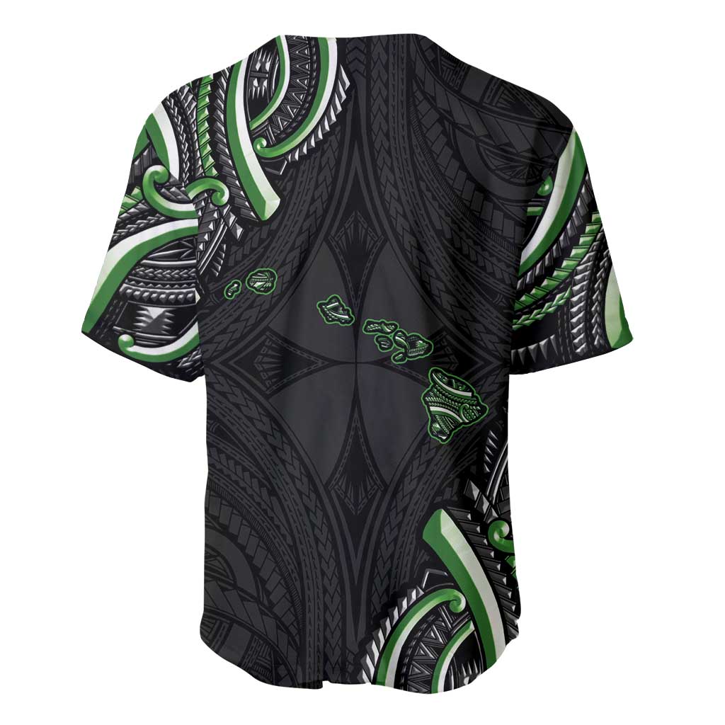 Traditional Art Hawaiian Kakau Tattoos Baseball Jersey Green Color - Polynesian Pride