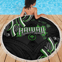 Traditional Art Hawaiian Kakau Tattoos Beach Blanket Green Color LT03 - Polynesian Pride