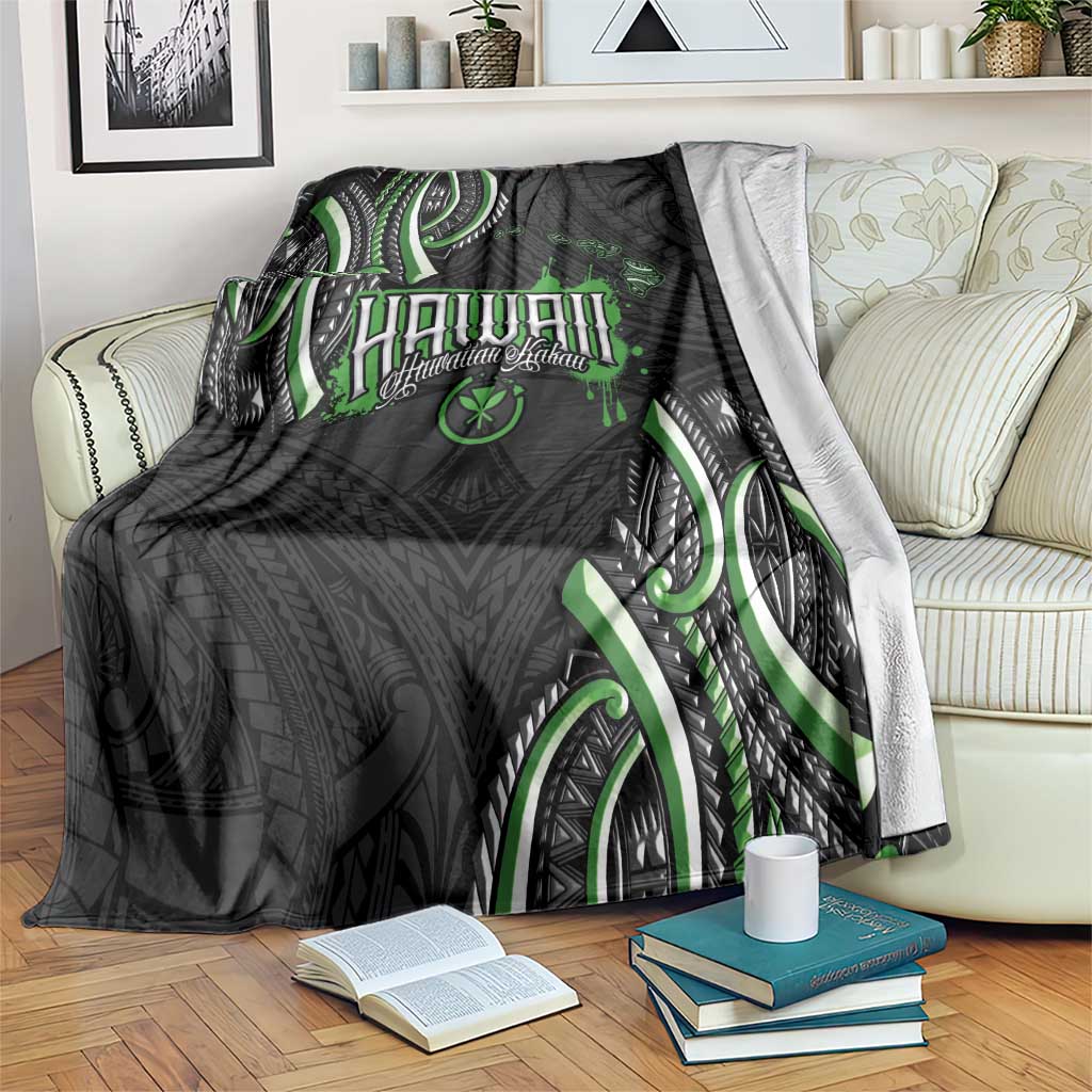 Traditional Art Hawaiian Kakau Tattoos Blanket Green Color - Polynesian Pride