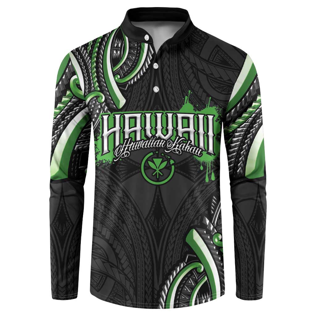 Traditional Art Hawaiian Kakau Tattoos Button Sweatshirt Green Color LT03 Green - Polynesian Pride