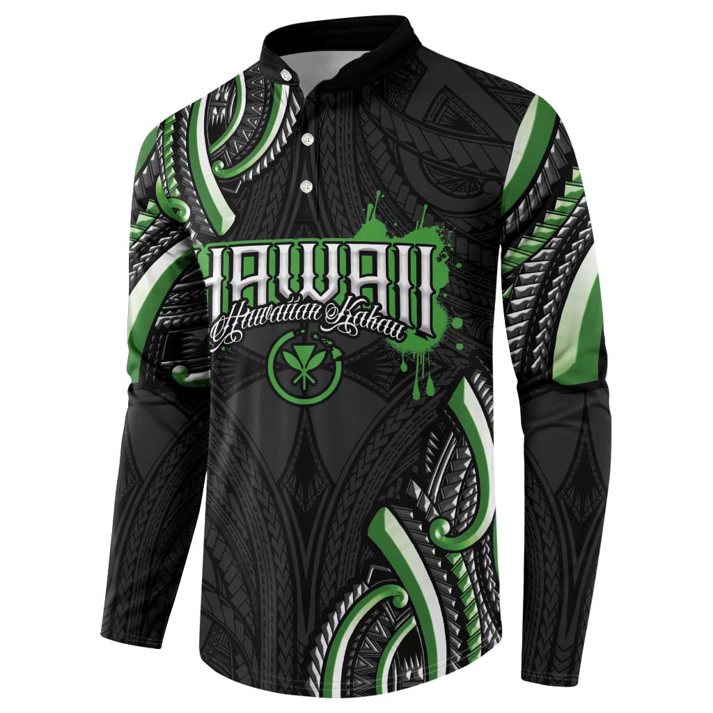 Traditional Art Hawaiian Kakau Tattoos Button Sweatshirt Green Color LT03 - Polynesian Pride