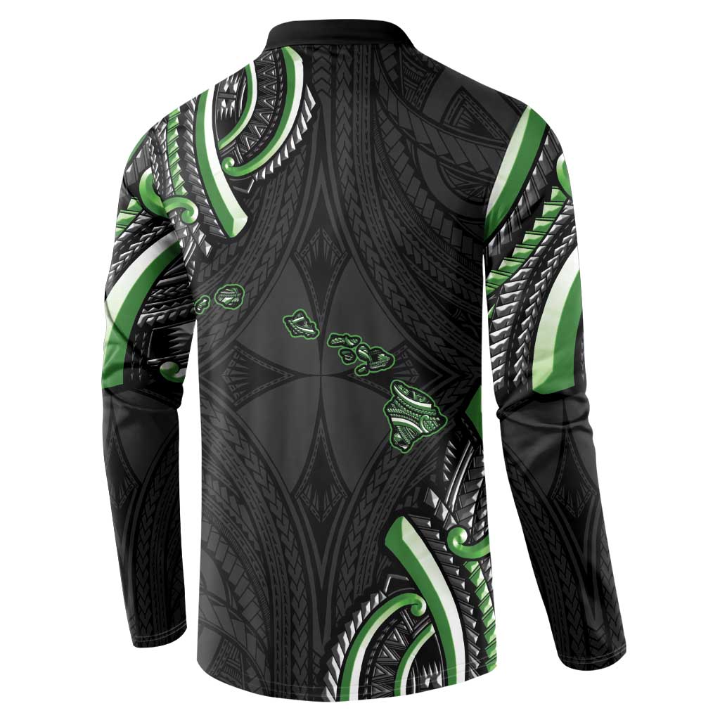 Traditional Art Hawaiian Kakau Tattoos Button Sweatshirt Green Color LT03 - Polynesian Pride