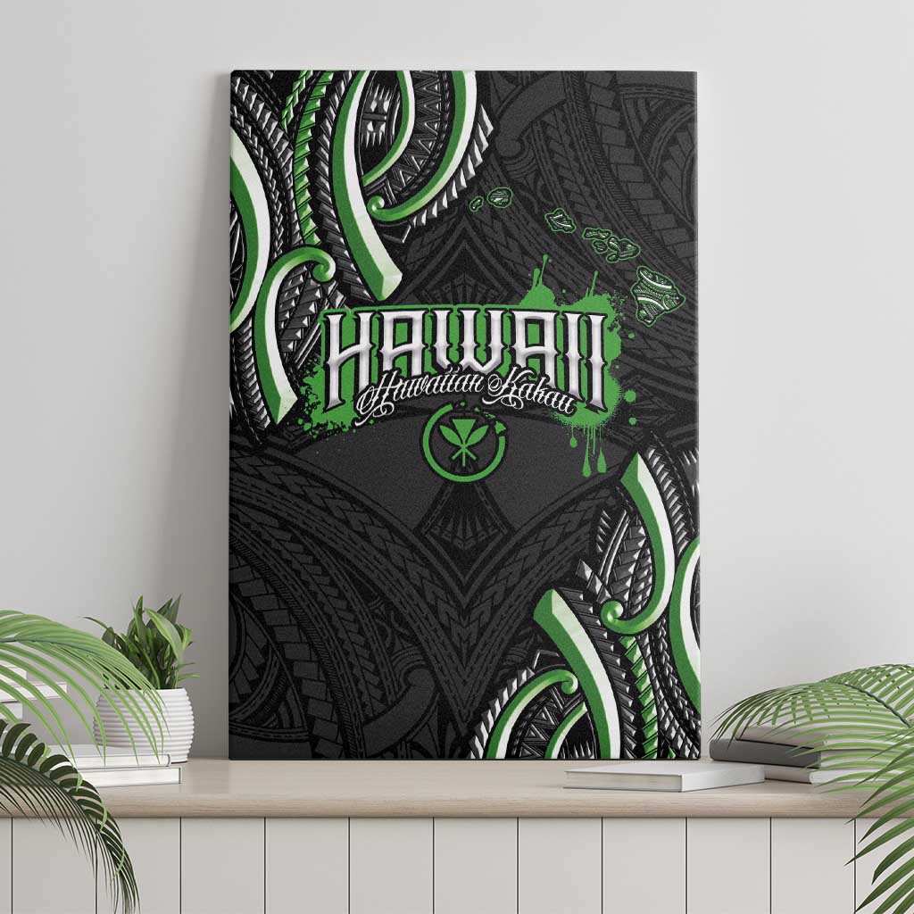 Traditional Art Hawaiian Kakau Tattoos Canvas Wall Art Green Color LT03 - Polynesian Pride