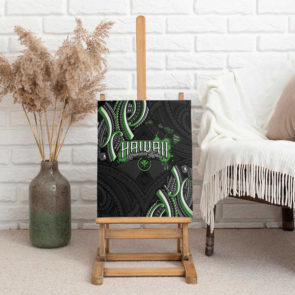 Traditional Art Hawaiian Kakau Tattoos Canvas Wall Art Green Color LT03 - Polynesian Pride