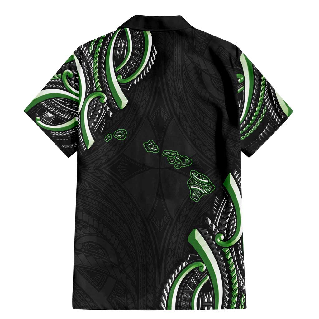 Traditional Art Hawaiian Kakau Tattoos Family Matching Mermaid Dress and Hawaiian Shirt Green Color - Polynesian Pride