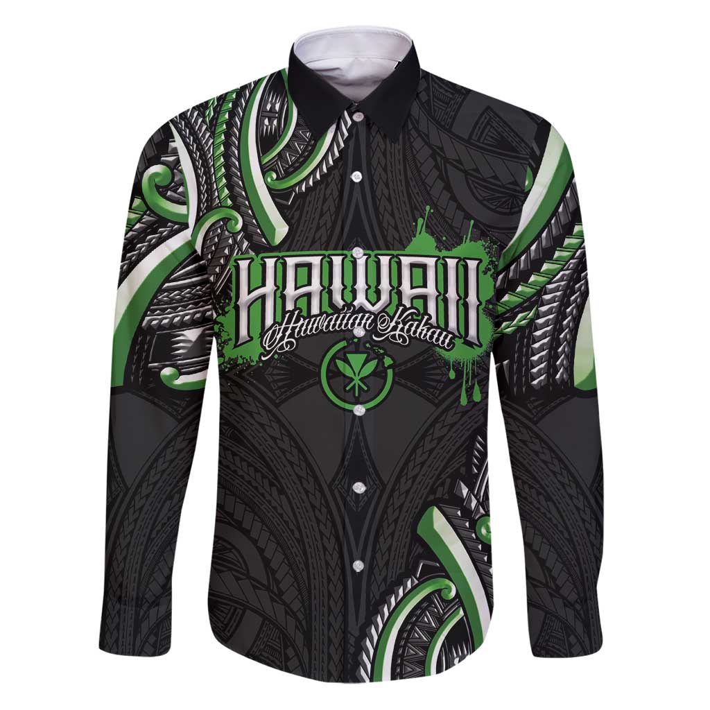 Traditional Art Hawaiian Kakau Tattoos Family Matching Puletasi and Hawaiian Shirt Green Color - Polynesian Pride