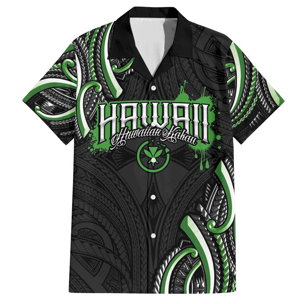 Traditional Art Hawaiian Kakau Tattoos Family Matching Summer Maxi Dress and Hawaiian Shirt Green Color - Polynesian Pride