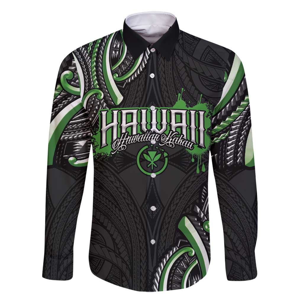 Traditional Art Hawaiian Kakau Tattoos Family Matching Summer Maxi Dress and Hawaiian Shirt Green Color - Polynesian Pride