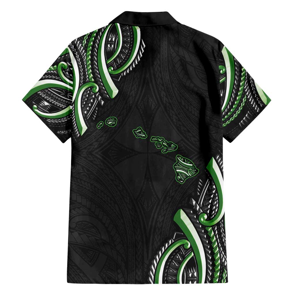 Traditional Art Hawaiian Kakau Tattoos Family Matching Tank Maxi Dress and Hawaiian Shirt Green Color - Polynesian Pride