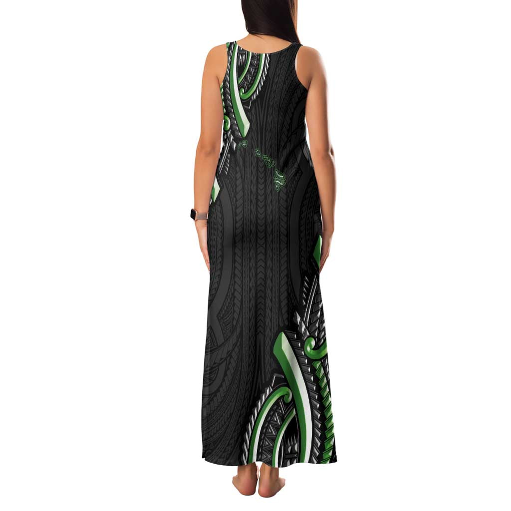 Traditional Art Hawaiian Kakau Tattoos Family Matching Tank Maxi Dress and Hawaiian Shirt Green Color - Polynesian Pride