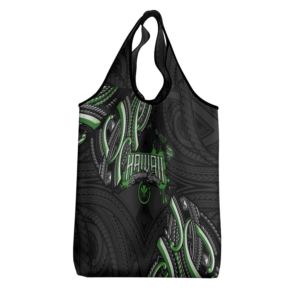 Traditional Art Hawaiian Kakau Tattoos Grocery Bag Green Color LT03 - Polynesian Pride