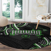 Traditional Art Hawaiian Kakau Tattoos Round Carpet Green Color - Polynesian Pride