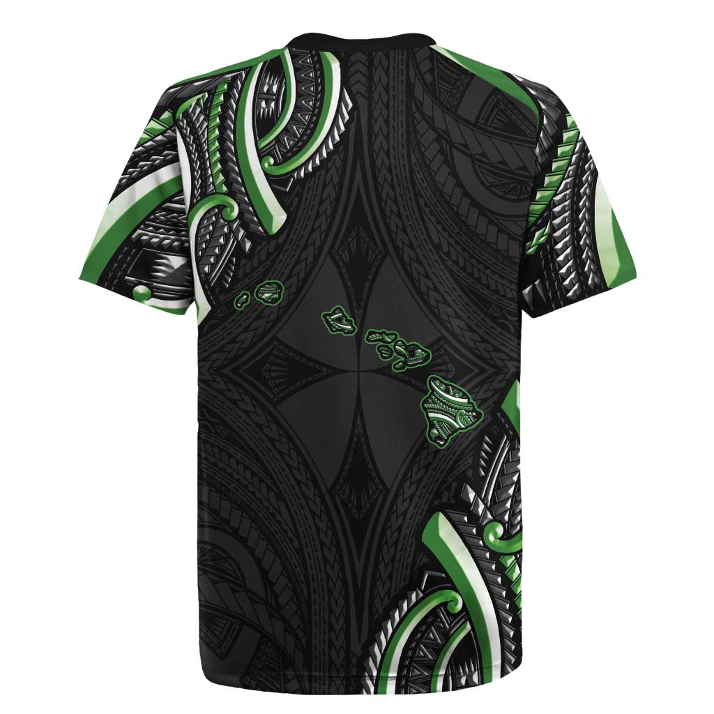 Traditional Art Hawaiian Kakau Tattoos Rugby Jersey Green Color LT03 - Polynesian Pride