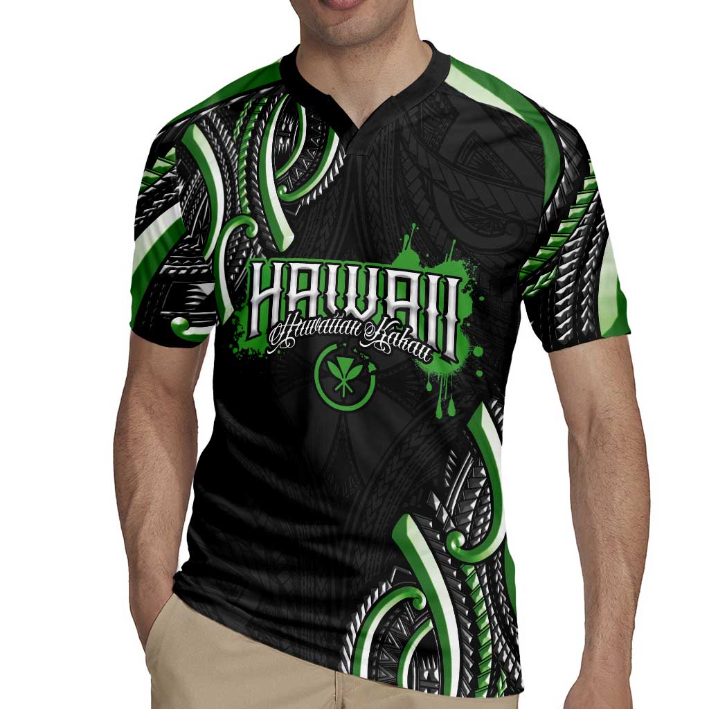 Traditional Art Hawaiian Kakau Tattoos Rugby Jersey Green Color LT03 - Polynesian Pride