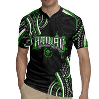 Traditional Art Hawaiian Kakau Tattoos Rugby Jersey Green Color LT03 - Polynesian Pride