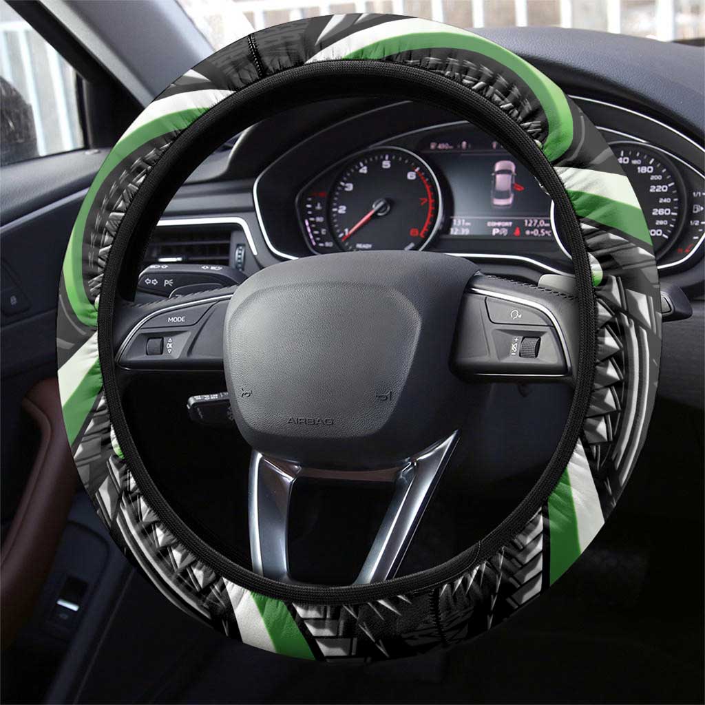 Traditional Art Hawaiian Kakau Tattoos Steering Wheel Cover Green Color - Polynesian Pride