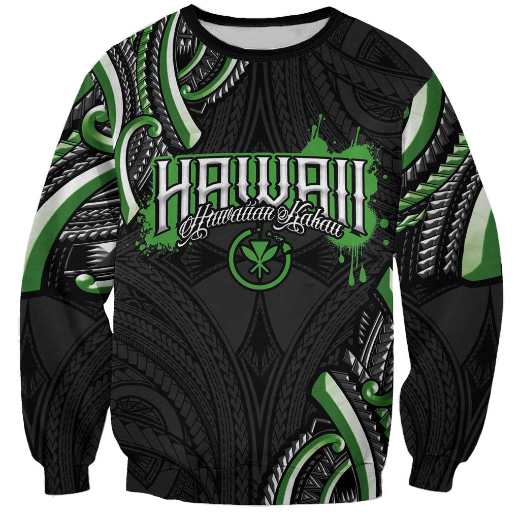 Traditional Art Hawaiian Kakau Tattoos Sweatshirt Green Color LT03 Unisex Green - Polynesian Pride