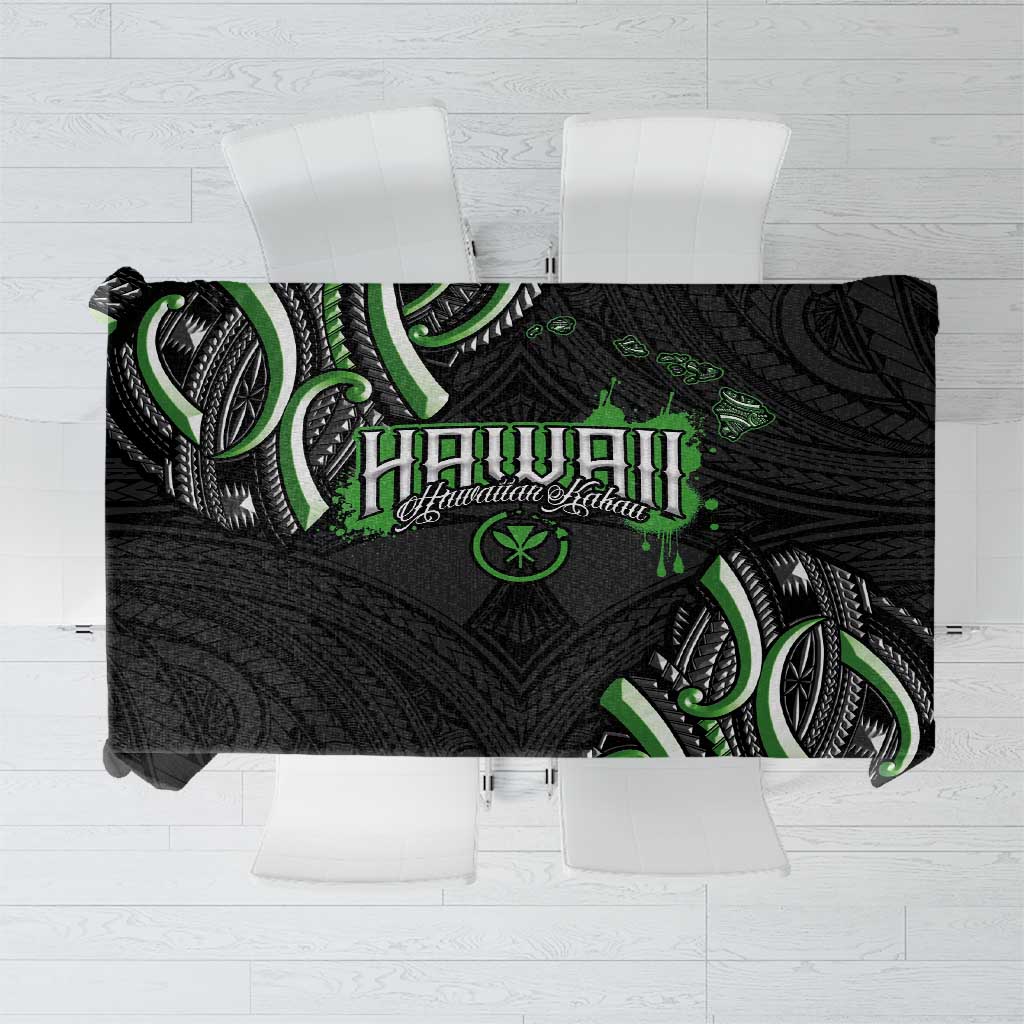 Traditional Art Hawaiian Kakau Tattoos Tablecloth Green Color LT03 Green - Polynesian Pride
