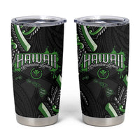 Traditional Art Hawaiian Kakau Tattoos Tumbler Cup Green Color - Polynesian Pride