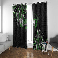 Traditional Art Hawaiian Kakau Tattoos Window Curtain Green Color - Polynesian Pride