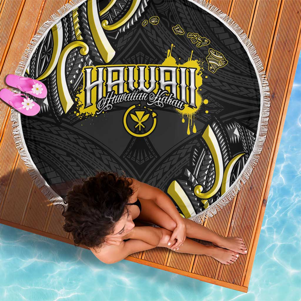 Traditional Art Hawaiian Kakau Tattoos Beach Blanket Yellow Color LT03 - Polynesian Pride