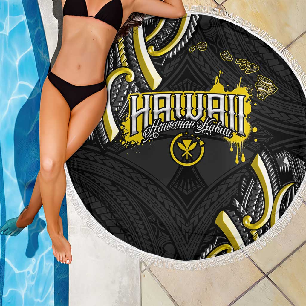 Traditional Art Hawaiian Kakau Tattoos Beach Blanket Yellow Color LT03 - Polynesian Pride