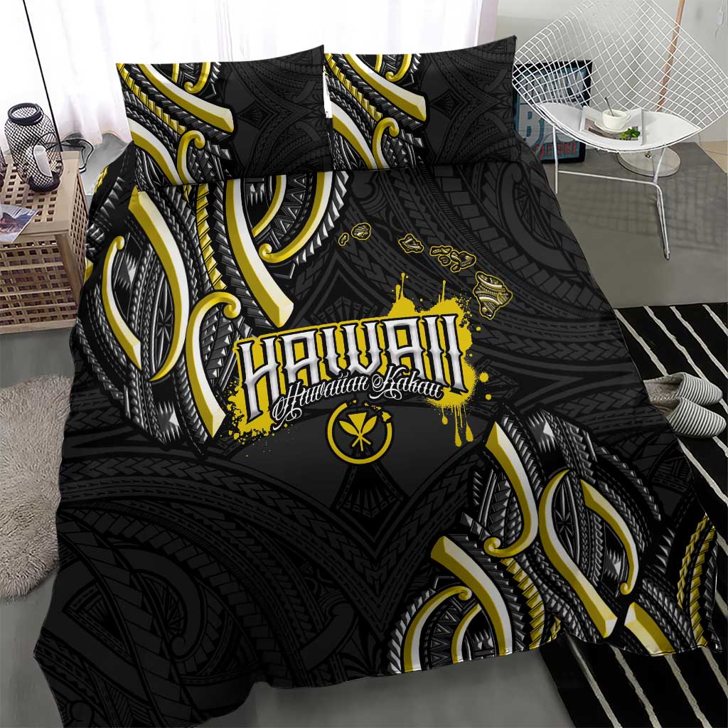 Traditional Art Hawaiian Kakau Tattoos Bedding Set Yellow Color - Polynesian Pride