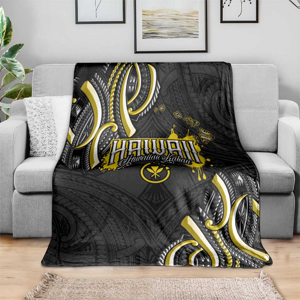 Traditional Art Hawaiian Kakau Tattoos Blanket Yellow Color - Polynesian Pride