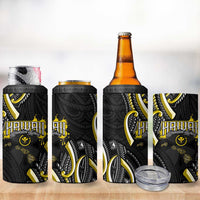 Traditional Art Hawaiian Kakau Tattoos 4 in 1 Can Cooler Tumbler Yellow Color - Polynesian Pride