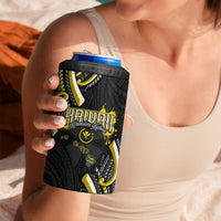 Traditional Art Hawaiian Kakau Tattoos 4 in 1 Can Cooler Tumbler Yellow Color - Polynesian Pride