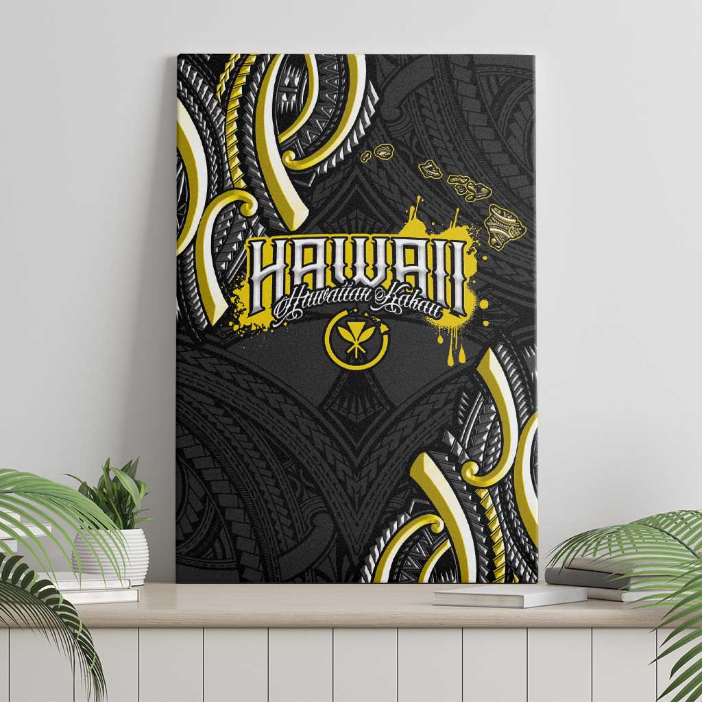 Traditional Art Hawaiian Kakau Tattoos Canvas Wall Art Yellow Color LT03 - Polynesian Pride