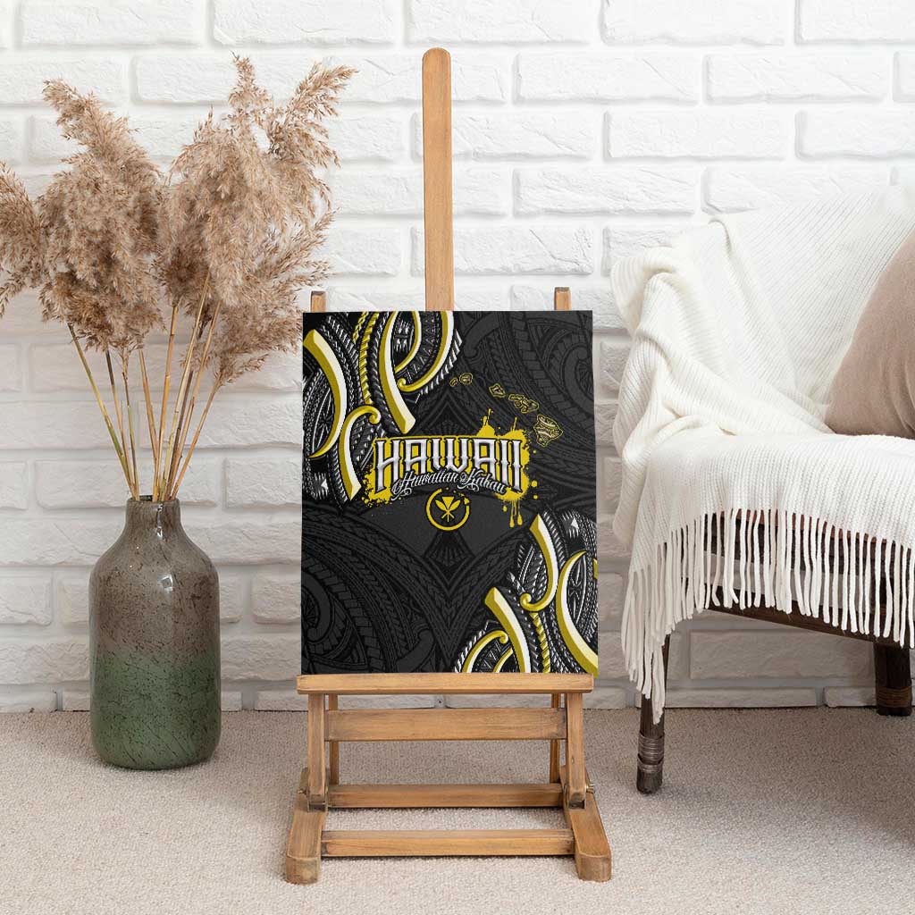 Traditional Art Hawaiian Kakau Tattoos Canvas Wall Art Yellow Color LT03 - Polynesian Pride