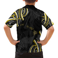 Traditional Art Hawaiian Kakau Tattoos Family Matching Off Shoulder Maxi Dress and Hawaiian Shirt Yellow Color - Polynesian Pride