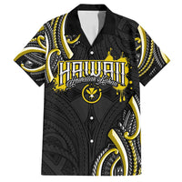 Traditional Art Hawaiian Kakau Tattoos Family Matching Off Shoulder Short Dress and Hawaiian Shirt Yellow Color - Polynesian Pride