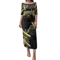 Traditional Art Hawaiian Kakau Tattoos Family Matching Puletasi and Hawaiian Shirt Yellow Color - Polynesian Pride