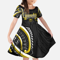 Traditional Art Hawaiian Kakau Tattoos Family Matching Summer Maxi Dress and Hawaiian Shirt Yellow Color - Polynesian Pride