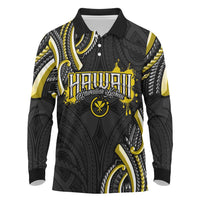 Traditional Art Hawaiian Kakau Tattoos Long Sleeve Polo Shirt Yellow Color - Polynesian Pride