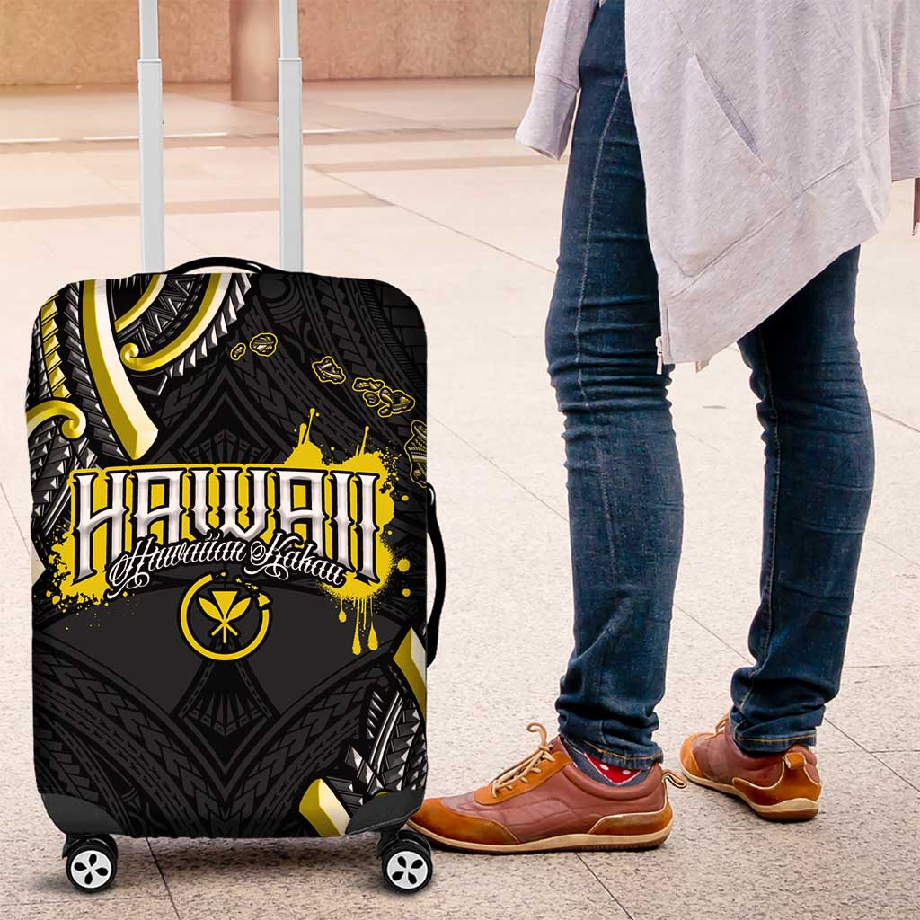Traditional Art Hawaiian Kakau Tattoos Luggage Cover Yellow Color - Polynesian Pride