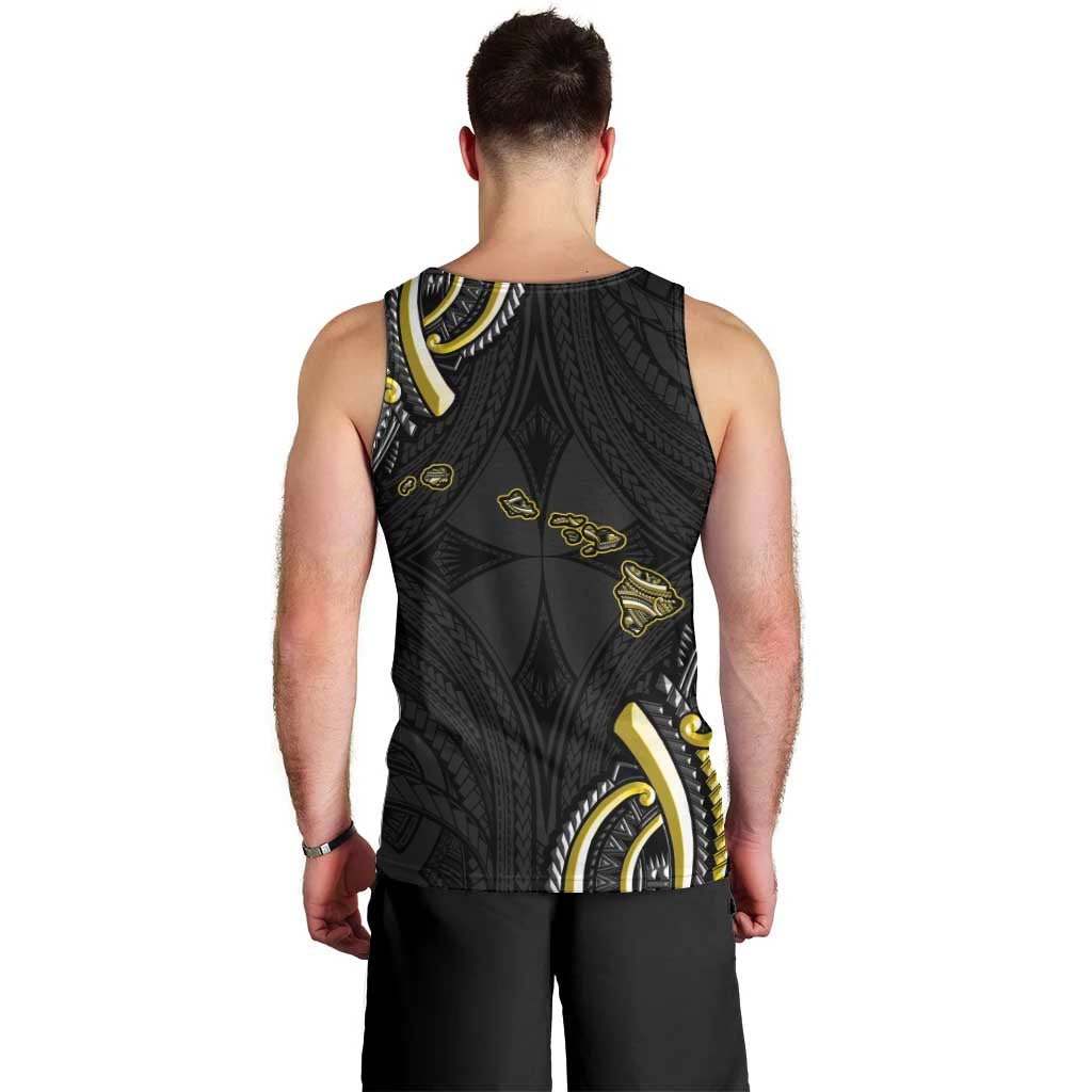 Traditional Art Hawaiian Kakau Tattoos Men Tank Top Yellow Color LT03 - Polynesian Pride