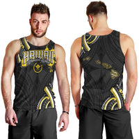 Traditional Art Hawaiian Kakau Tattoos Men Tank Top Yellow Color LT03 - Polynesian Pride