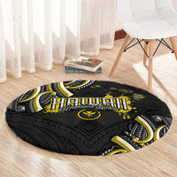 Traditional Art Hawaiian Kakau Tattoos Round Carpet Yellow Color - Polynesian Pride