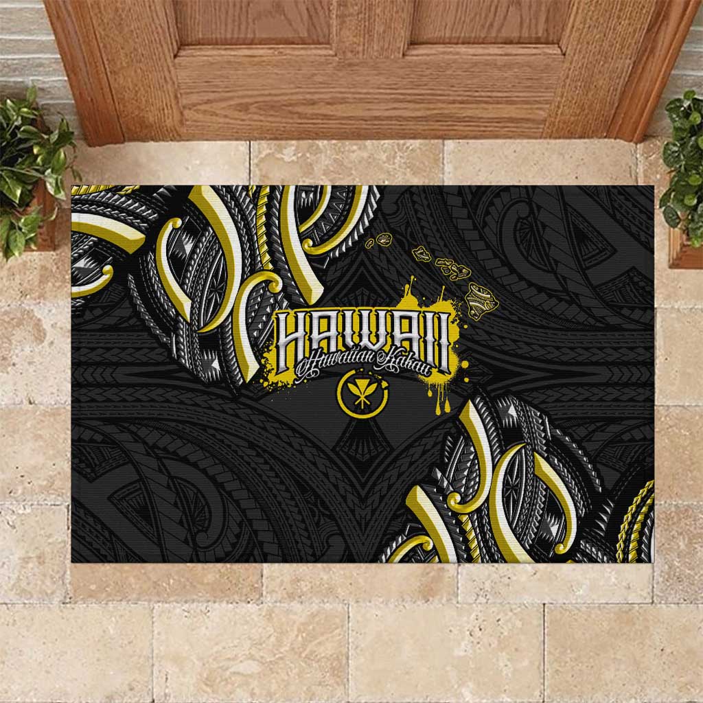 Traditional Art Hawaiian Kakau Tattoos Rubber Doormat Yellow Color LT03 Yellow - Polynesian Pride