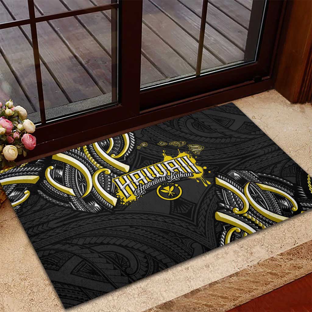 Traditional Art Hawaiian Kakau Tattoos Rubber Doormat Yellow Color LT03 - Polynesian Pride