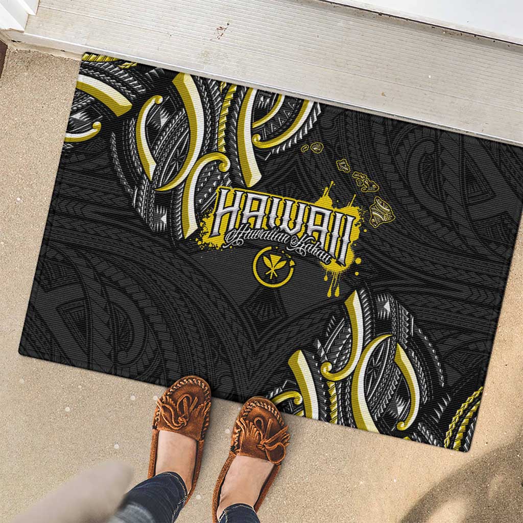 Traditional Art Hawaiian Kakau Tattoos Rubber Doormat Yellow Color LT03 - Polynesian Pride