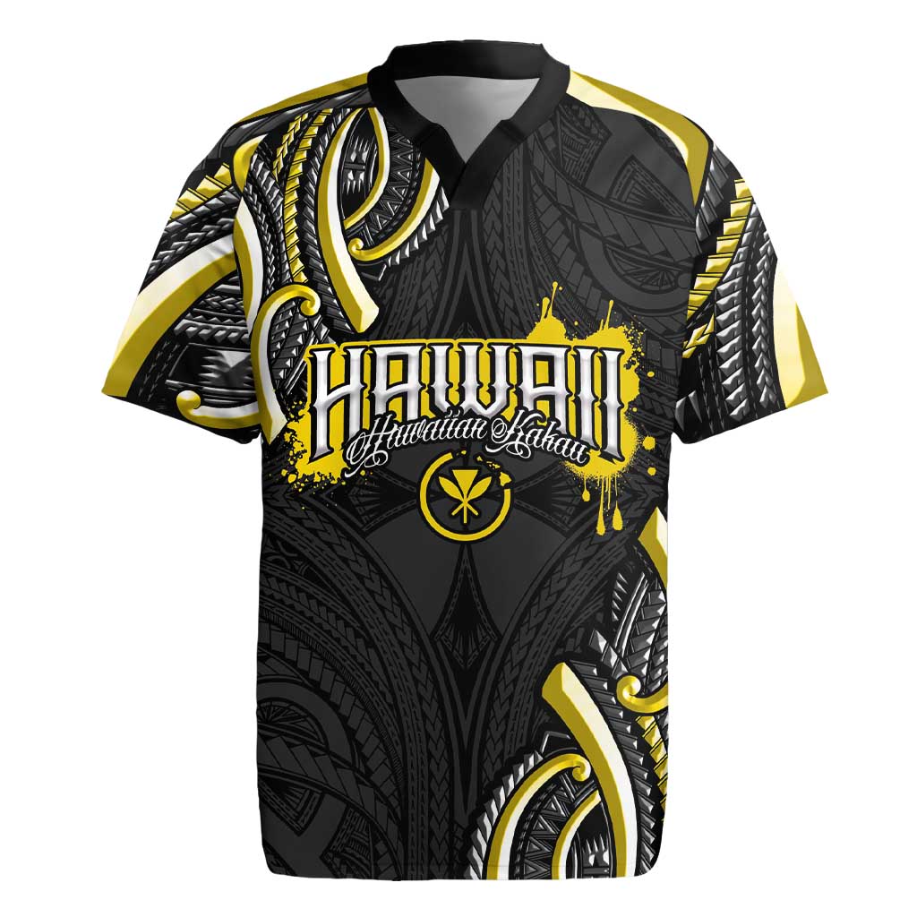 Traditional Art Hawaiian Kakau Tattoos Rugby Jersey Yellow Color LT03 Yellow - Polynesian Pride