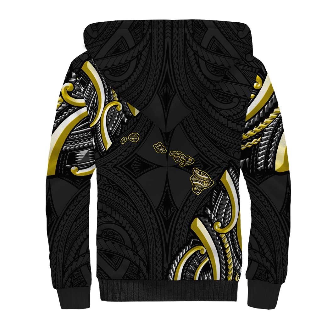 Traditional Art Hawaiian Kakau Tattoos Sherpa Hoodie Yellow Color LT03 - Polynesian Pride