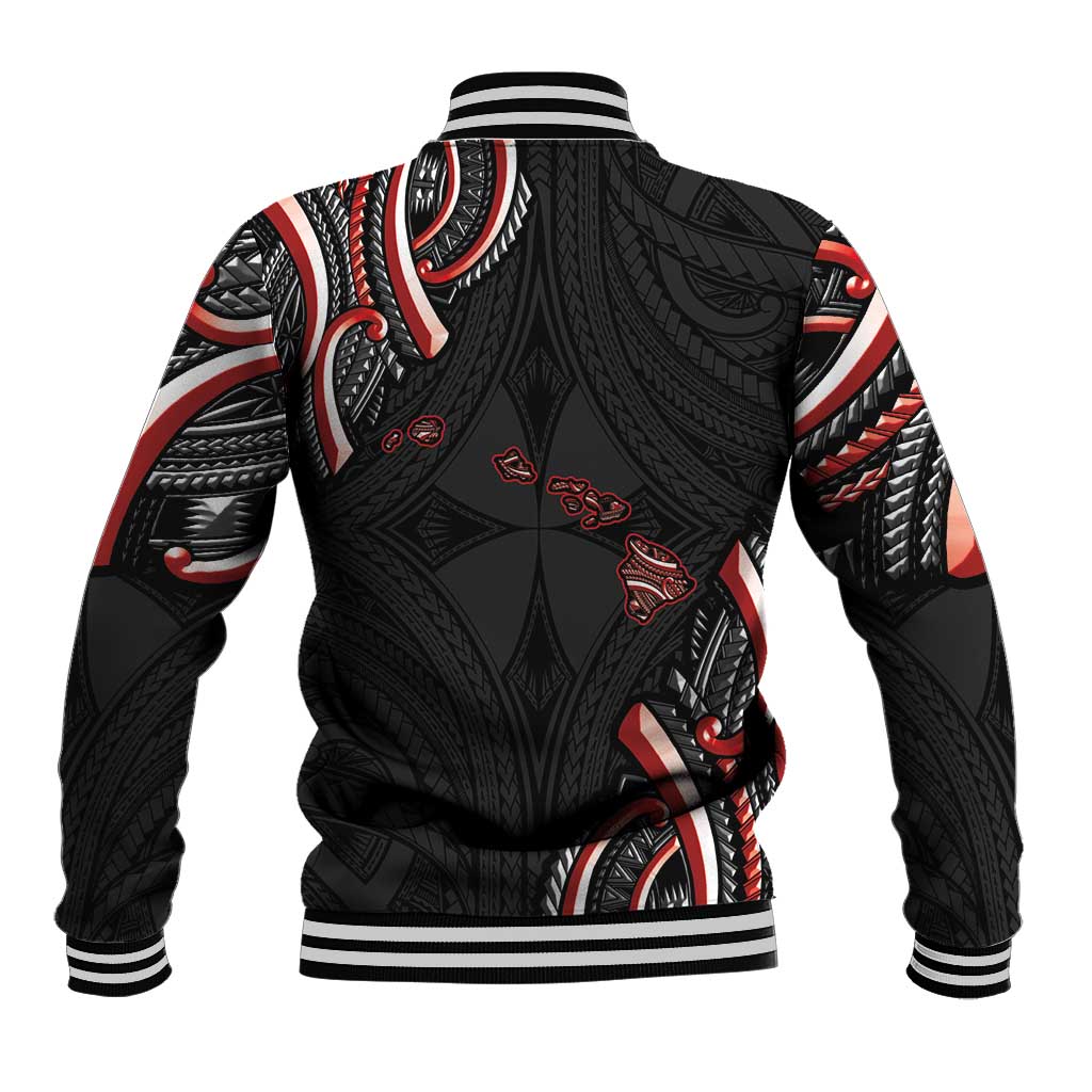 Traditional Art Hawaiian Kakau Tattoos Baseball Jacket Red Color LT03 - Polynesian Pride