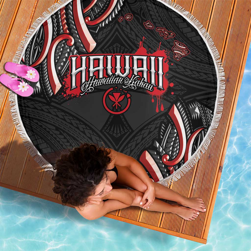 Traditional Art Hawaiian Kakau Tattoos Beach Blanket Red Color LT03 - Polynesian Pride